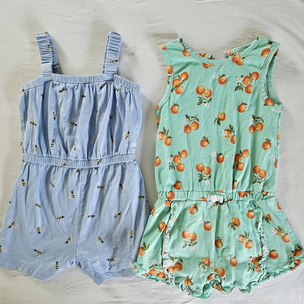 Kids' Blue and Green Romper Set